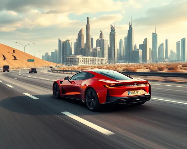 Futuristic City Mockup on Sports Car Racing Down Highway