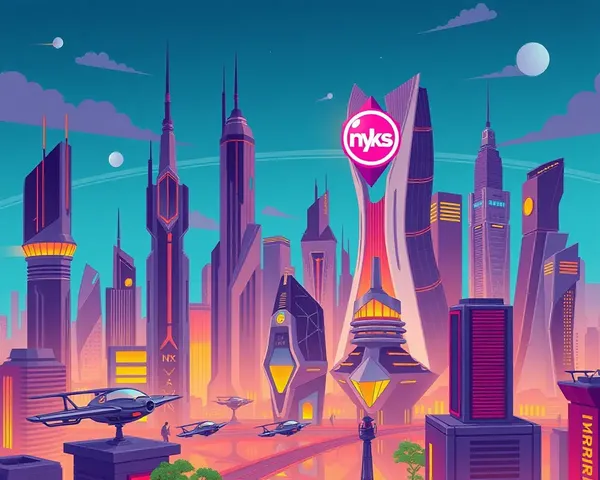 Futuristic City with NYKS Logo on Central Tower
