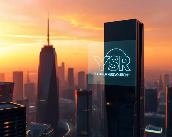 Futuristic Cityscape Displays YSR Logo in Holographic Display