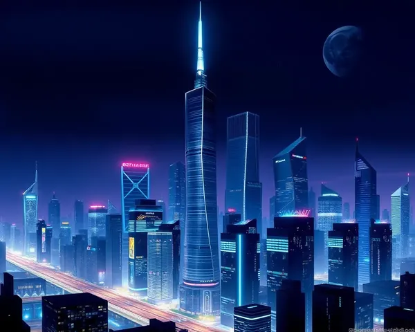 Futuristic Cityscape at Night with Neon Lights Wallpaper