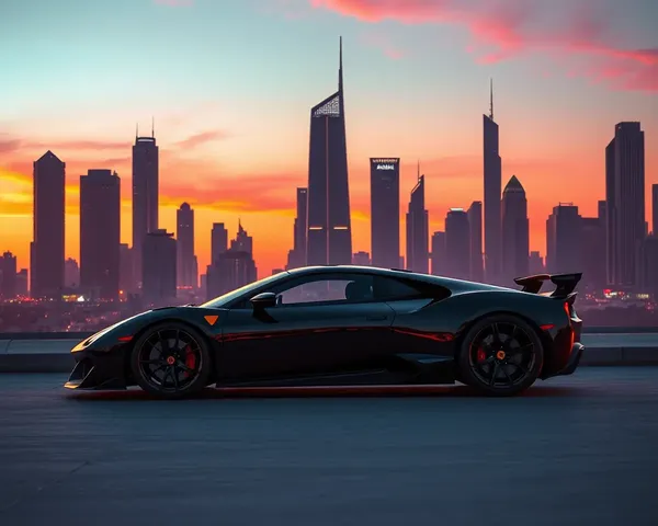 Futuristic Cityscape at Sunset with Neon Reflections
