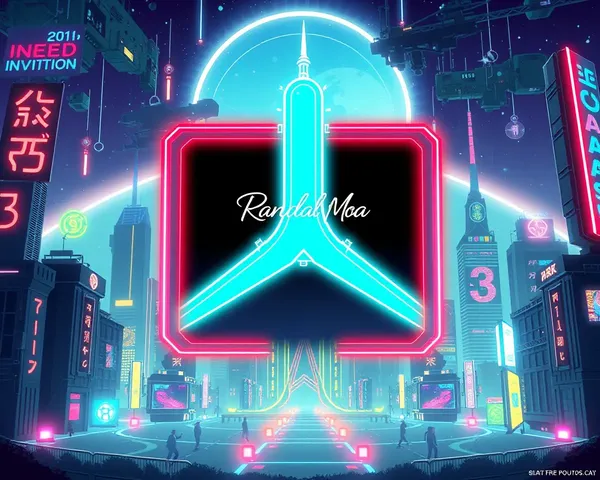Futuristic Cityscape on Randal Maa's Invitation Card with Neon Lights