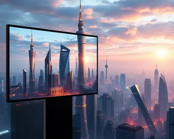 Futuristic Cityscape with 18x12 Screen in High Definition