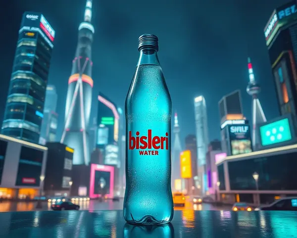 Futuristic Cityscape with Bisleri Water Bottle PNG