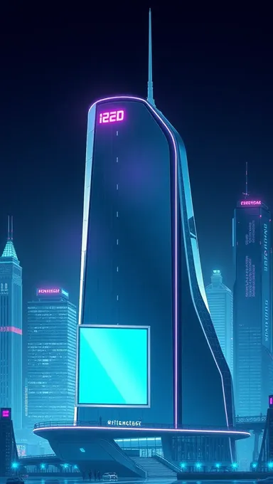 Futuristic Cityscape with Built-In LED Screen Background