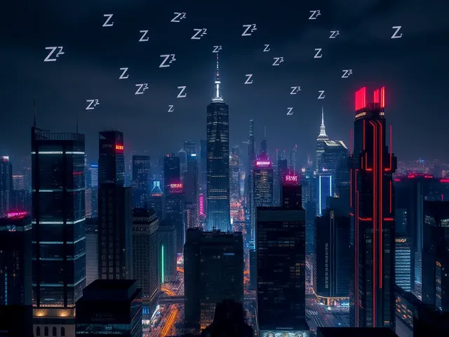 Futuristic Cityscape with Fatigue Zzz's Above