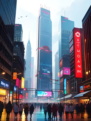 Futuristic Cityscape with Giant PS5 Pro Console Displayed Prominently