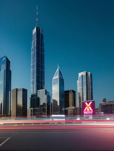 Futuristic Cityscape with Holographic Advertisements on Screens