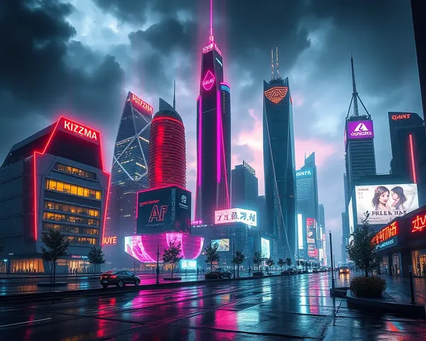Futuristic Cityscape with Karizma Background of Neon Lights
