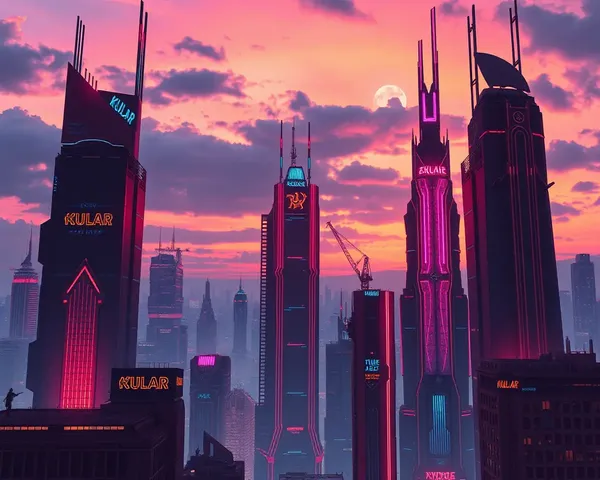 Futuristic Cityscape with Kular Inspired Neon Lights