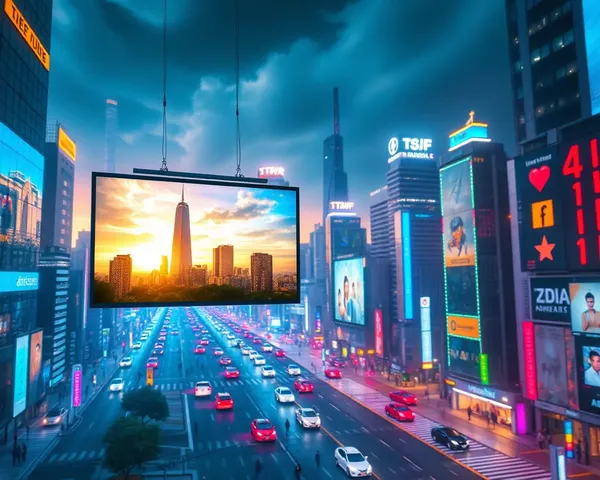 Futuristic Cityscape with LED Display Background