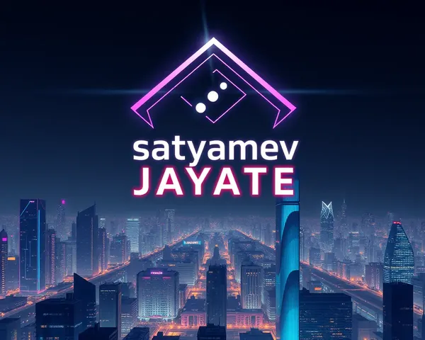 Futuristic Cityscape with Satyamev Jayate Logo Hovering