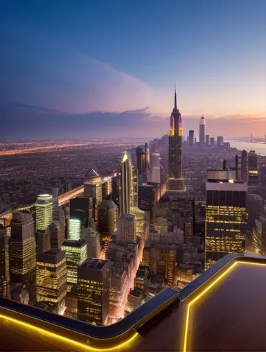 Futuristic Cityscape with Sleek Skyscrapers and Neon Lights