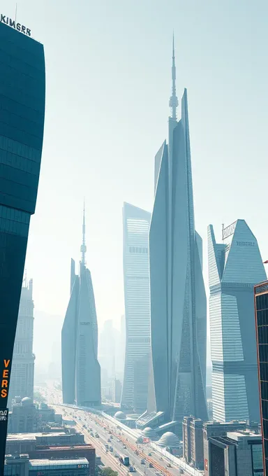 Futuristic Cityscape with Verbstransparent Buildings