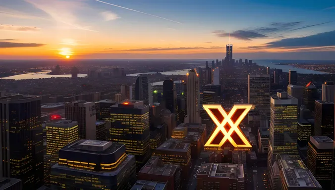 Futuristic Cityscape with XX Logo Halo
