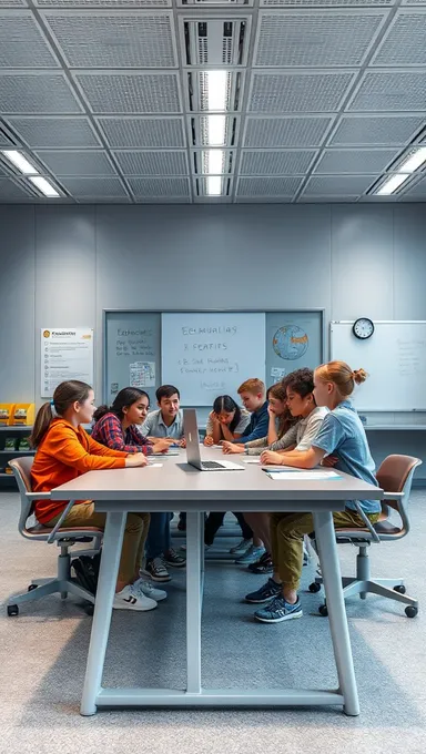 Futuristic Classroom with Cool Grey Educational Background Unveiled