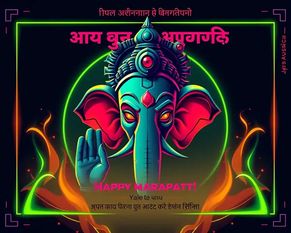 Futuristic Ganpati Invitation Card in Marathi Digital Design
