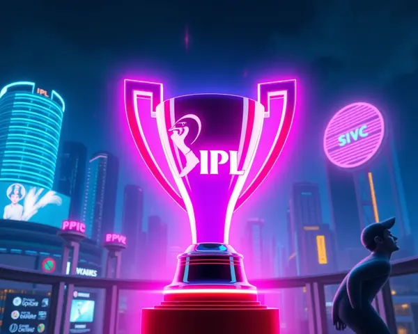 Futuristic IPL Trophy in Neon-lit Cityscape