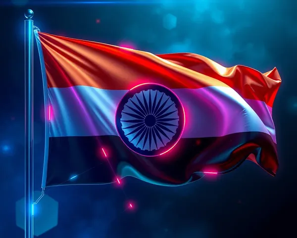 Futuristic Indian Flag with Neon Lights and High-Tech Twist