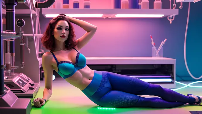 Futuristic LED Bra High-Tech Lab Pic