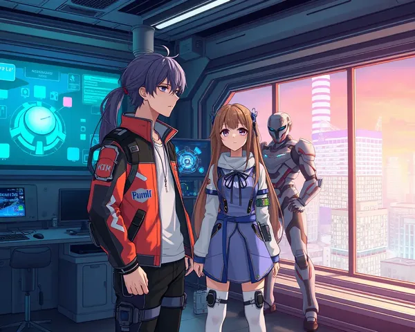 Futuristic Lab Anime Couple 4K Cityscape Romance