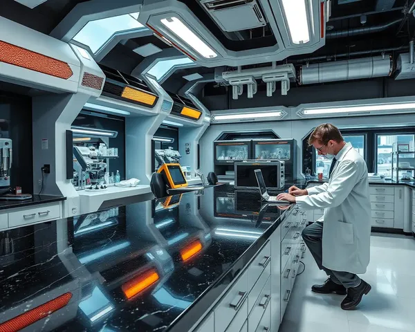 Futuristic Laboratory with Black Galaxy Granite Countertops