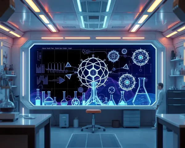 Futuristic Laboratory with Holographic Display Background