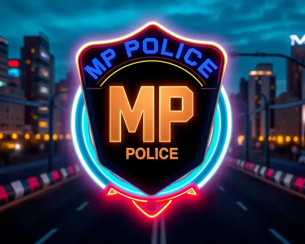 Futuristic MP Police Logo with Neon Lights