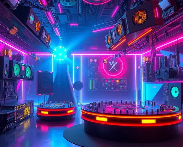 Futuristic Neon Circuit Boards Krishna Studio Background Png
