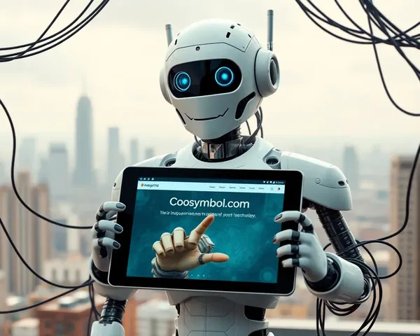 Futuristic Robot with Coosymbol.com Website Open