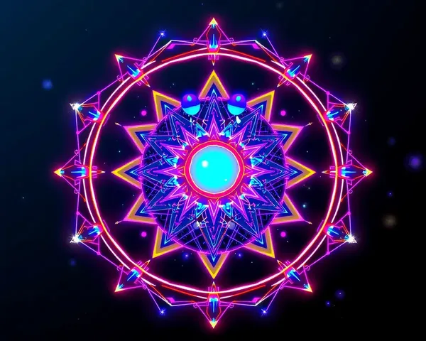 Futuristic Shanku Chakra Namam with Neon Lights and Geometry.