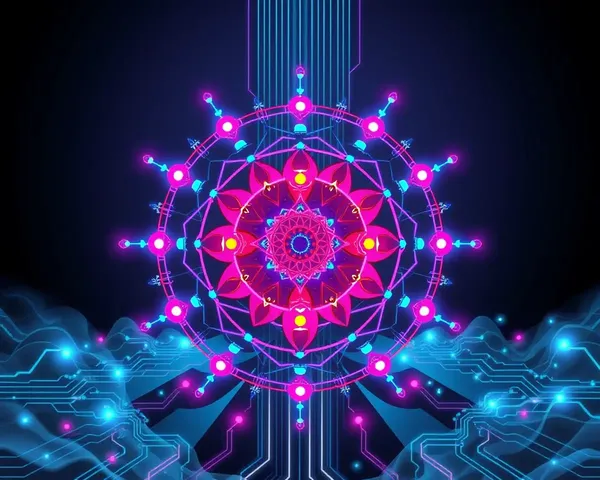 Futuristic Shanku Chakra with Neon Lights and Circuitry