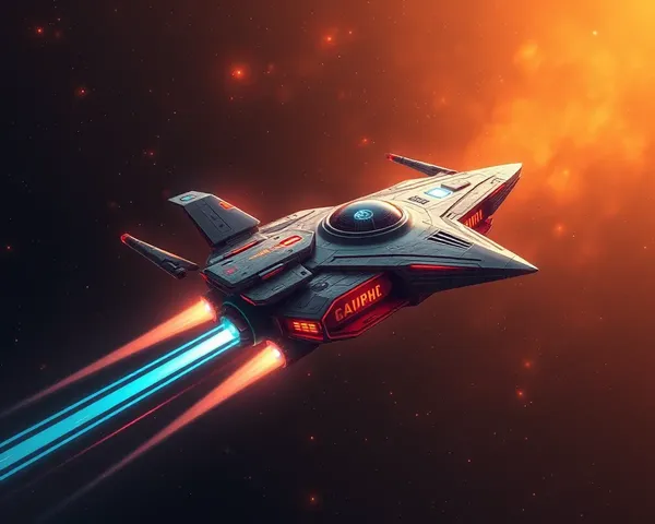Futuristic Shubh Ravivar-Themed Spacecraft Soaring Through Cosmos