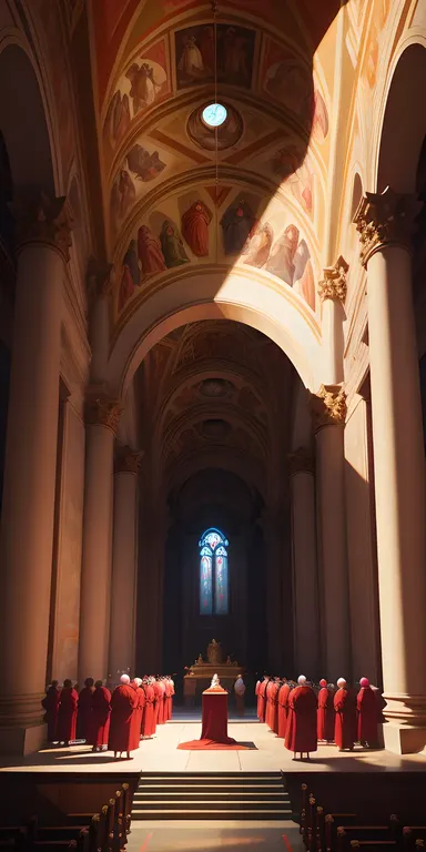 Futuristic Sistine Chapel Conclave 2025: Holographic Projections of Saints