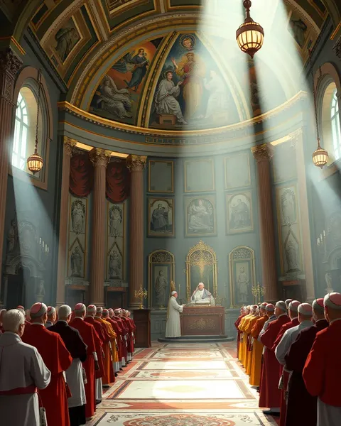 Futuristic Sistine Chapel Illustration During Conclave 2025 Cardinals Gathered