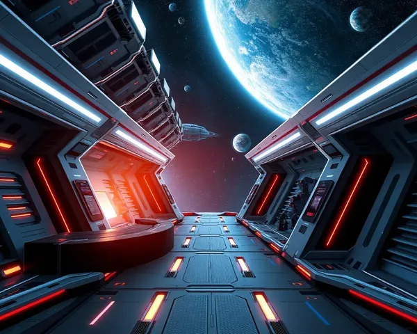 Futuristic Space Station with Neon Lights Wallpaper