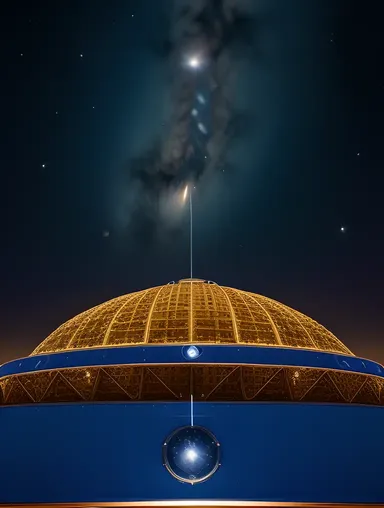 Futuristic Space Station with Stars and Planets