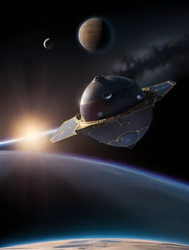 Futuristic Spacecraft Navigating Tessellated Clouds