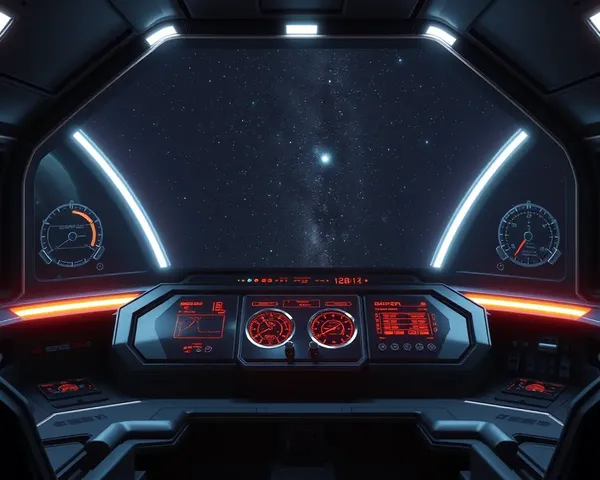 Futuristic Spaceship Control Panel with 18x12 Screen and Dark Metallic Background