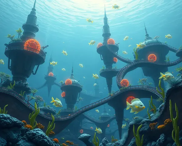 Futuristic Underwater City on 12x36 HD Background