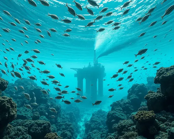 Futuristic Underwater Oil Rig with Fish and Coral