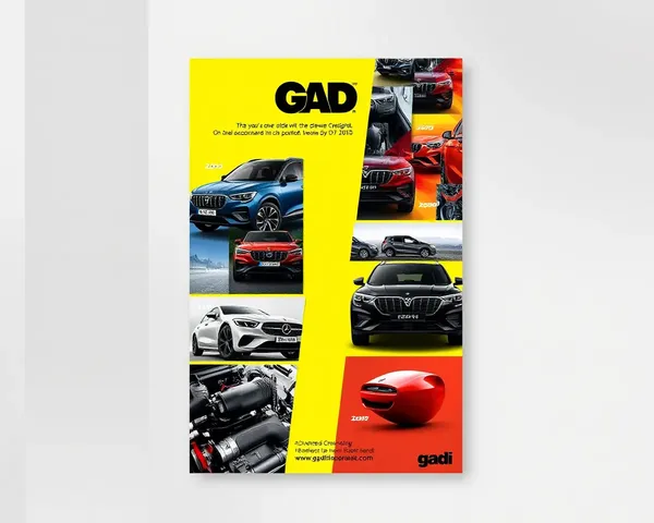 Gadi Poster Design: Colorful Collage of Car Features with Bold Typography