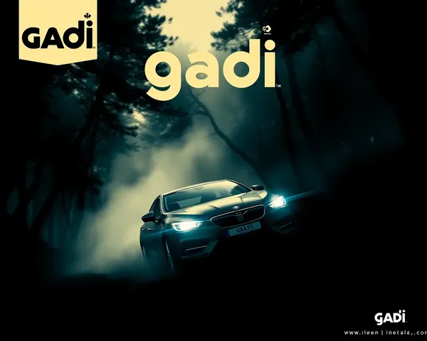 Gadi Poster Design: Dramatic Car in Dark and Misty Forest