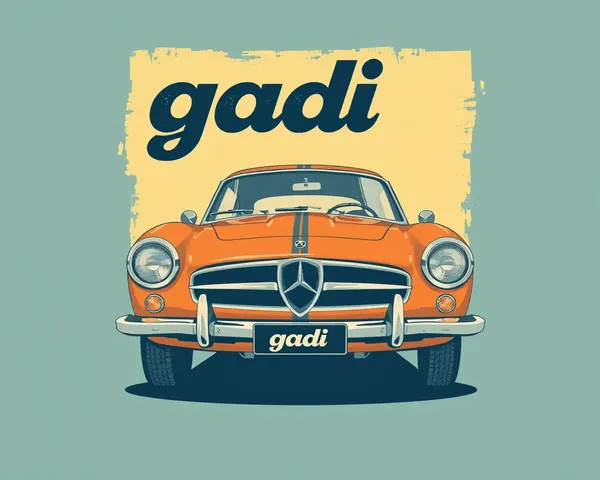 Gadi Poster Design: Retro Car Illustration with Distressed Textures