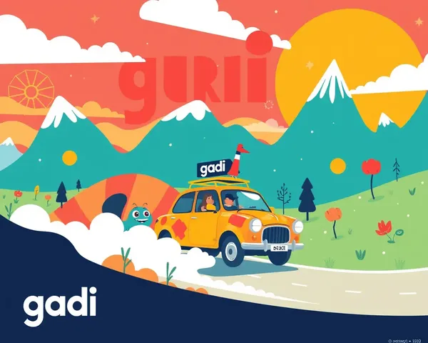 Gadi Poster Design: Whimsical Car in Fantastical Landscape