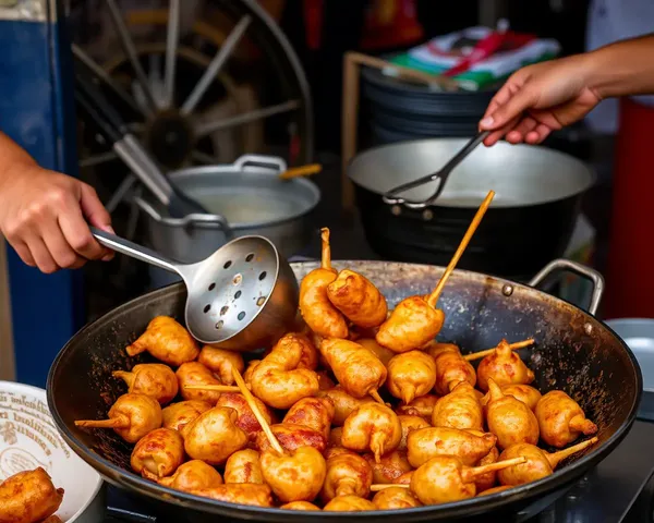 Gathiya Vendor Fries Crispy Snack in Hot Oil