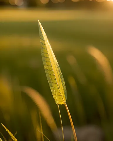 Gentle Sway of a Single Grass Blade on Grassland