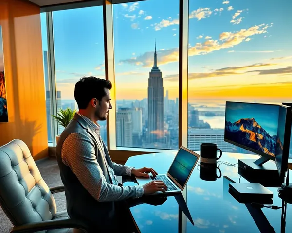 Gentleman Works in Luxurious Office with 4K Screens