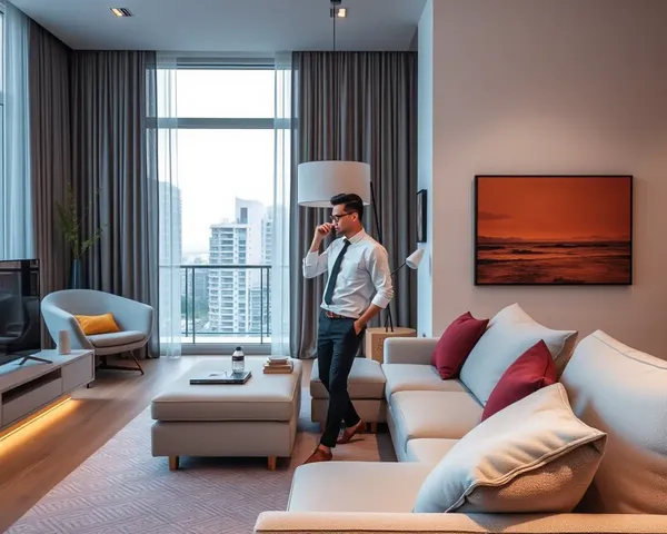 Gentleman in Modern Apartment with 4K Art Aesthetic