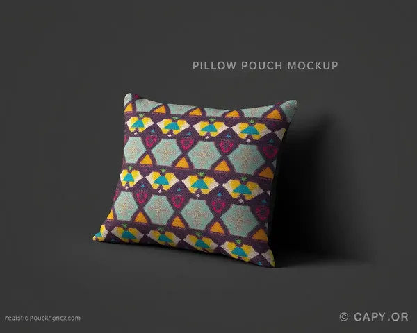 Geometric Pillow Pouch Mockup with Bright Colors and Shading